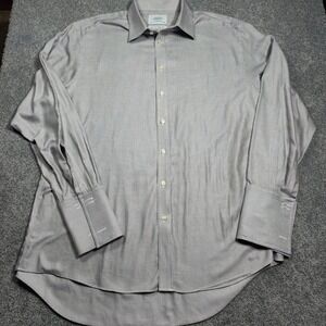 Charles Tyrwhitt Mens Dress Shirt 17/35 Non Iron Classic Fit Gray Pattern